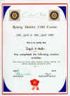 Calvert Trust Certificate for Rotary District 1190 Course