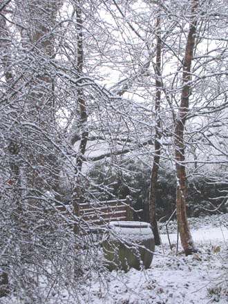Huddlestone Cottage and The Hayloft gardens in the snow 2011
