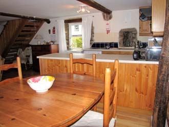 View from the dining area towards the kitchen