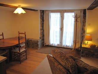 Dining area and entrance doors