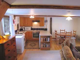 View of kitchen and dining area