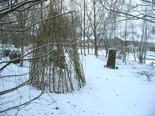 Huddlestone Cottage and The Hayloft gardens in snow February 2009