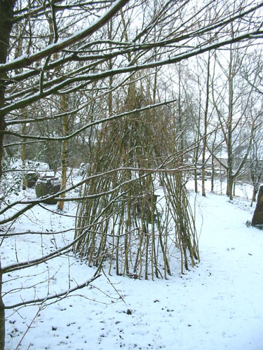 Huddlestone Cottage and The Hayloft gardens in snow February 2009