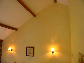 Master bedroom with lofted ceiling