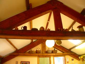 Exposed beams and lofted ceiling