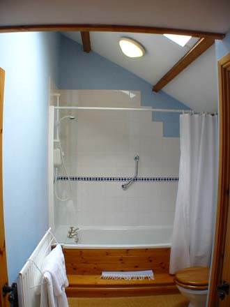 The Hayloft bathroom with power shower over the bath