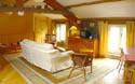 The Hayloft living area with vaulted ceiling